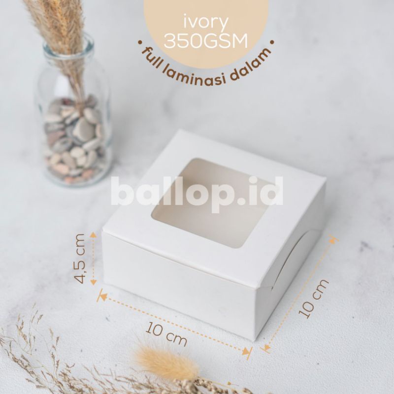 IVORY 10 10 4,5 CM Laminasi Jendela Kotak Box Dus Donat Cookies Roti