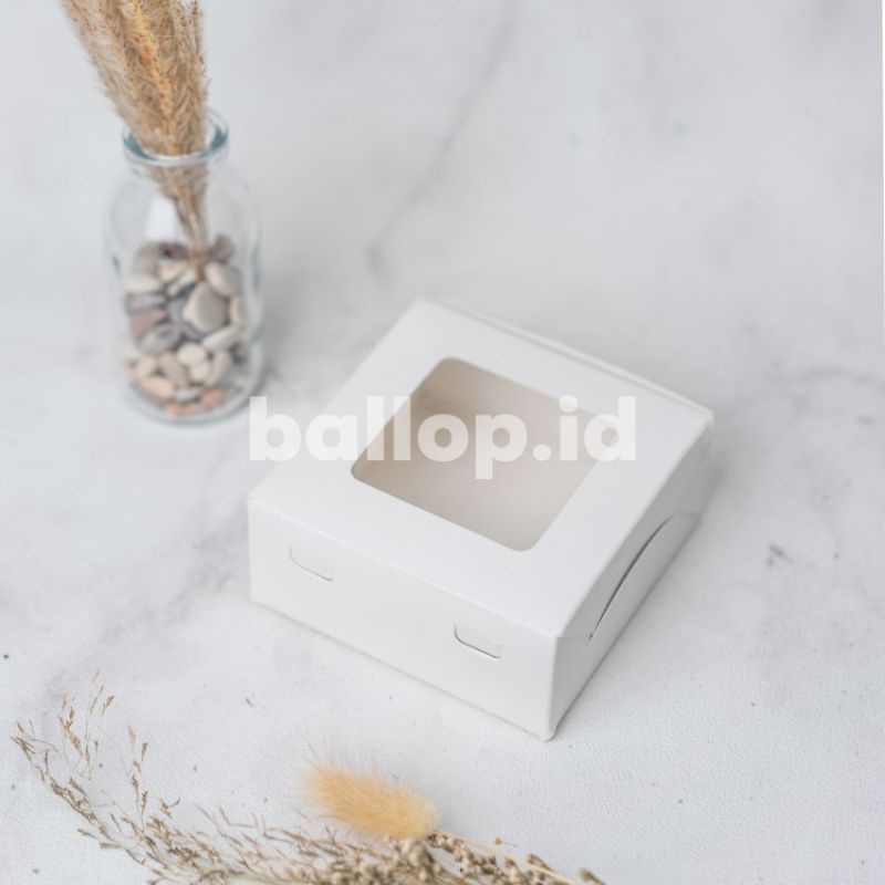 IVORY 10 10 4,5 CM Laminasi Jendela Kotak Box Dus Donat Cookies Roti