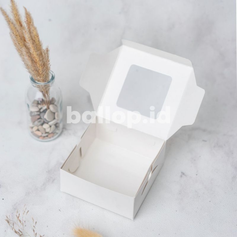 IVORY 10 10 4,5 CM Laminasi Jendela Kotak Box Dus Donat Cookies Roti