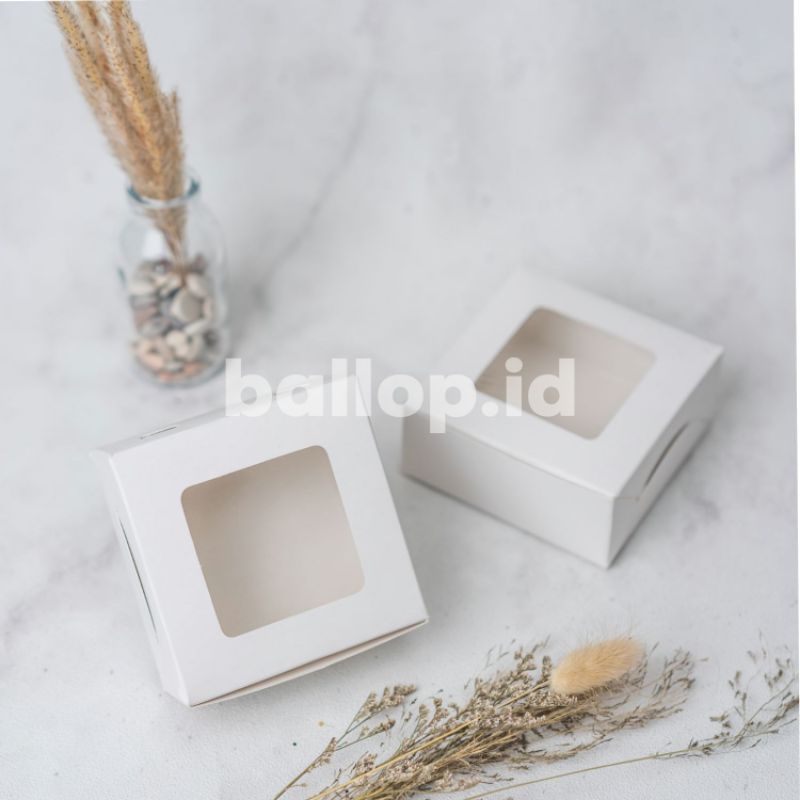 IVORY 10 10 4,5 CM Laminasi Jendela Kotak Box Dus Donat Cookies Roti