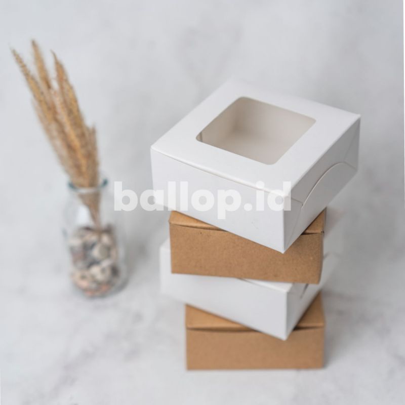 IVORY 10 10 4,5 CM Laminasi Jendela Kotak Box Dus Donat Cookies Roti