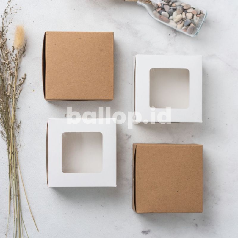 IVORY 10 10 4,5 CM Laminasi Jendela Kotak Box Dus Donat Cookies Roti