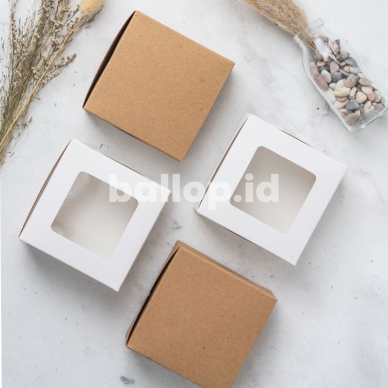 IVORY 10 10 4,5 CM Laminasi Jendela Kotak Box Dus Donat Cookies Roti