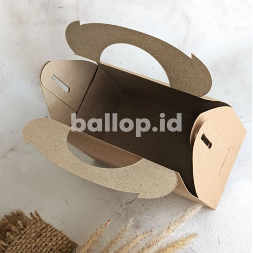 KRAFT 16 9 11 CM GABLE BOX Kotak Hamper Handle Snack Dessert Dus Roti Hampers