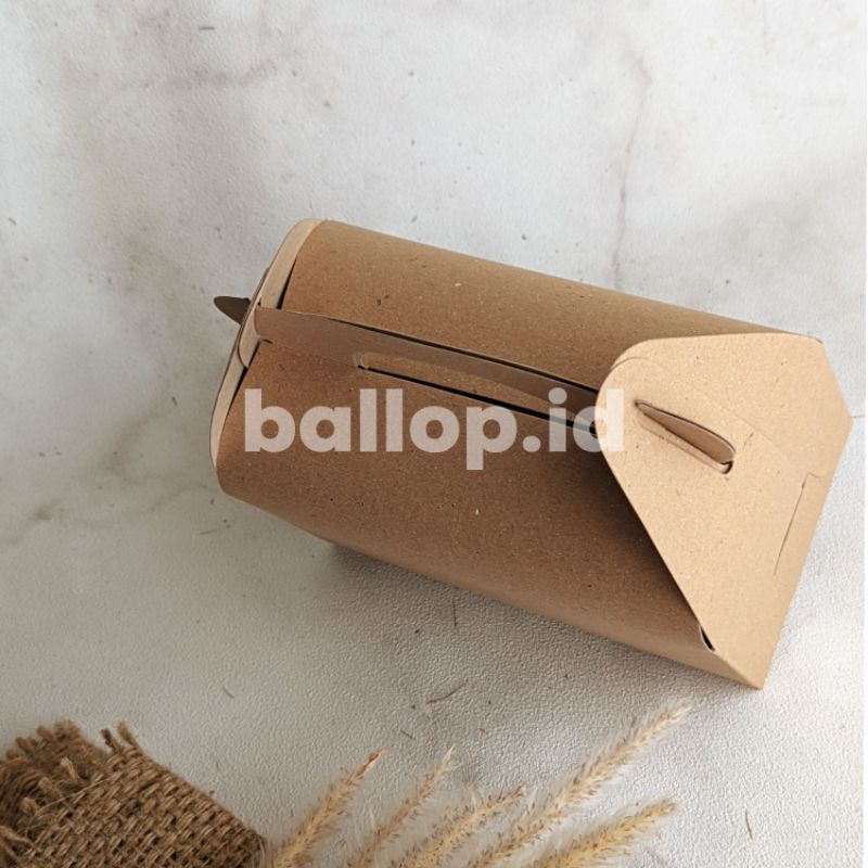 KRAFT 16 9 11 CM GABLE BOX Kotak Hamper Handle Snack Dessert Dus Roti Hampers