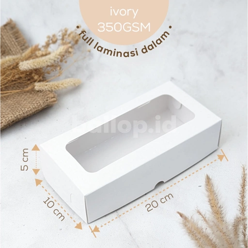 IVORY 20 10 5 CM Laminasi Jendela Kotak Box Brownies Cookies Roti Kue