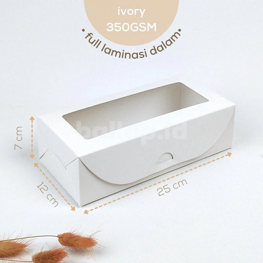 Image of IVORY 25 12 7 CM Laminasi Jendela Kotak Box Dos Kemasan Dus Roti Picnic Roll Cake Kue Snack