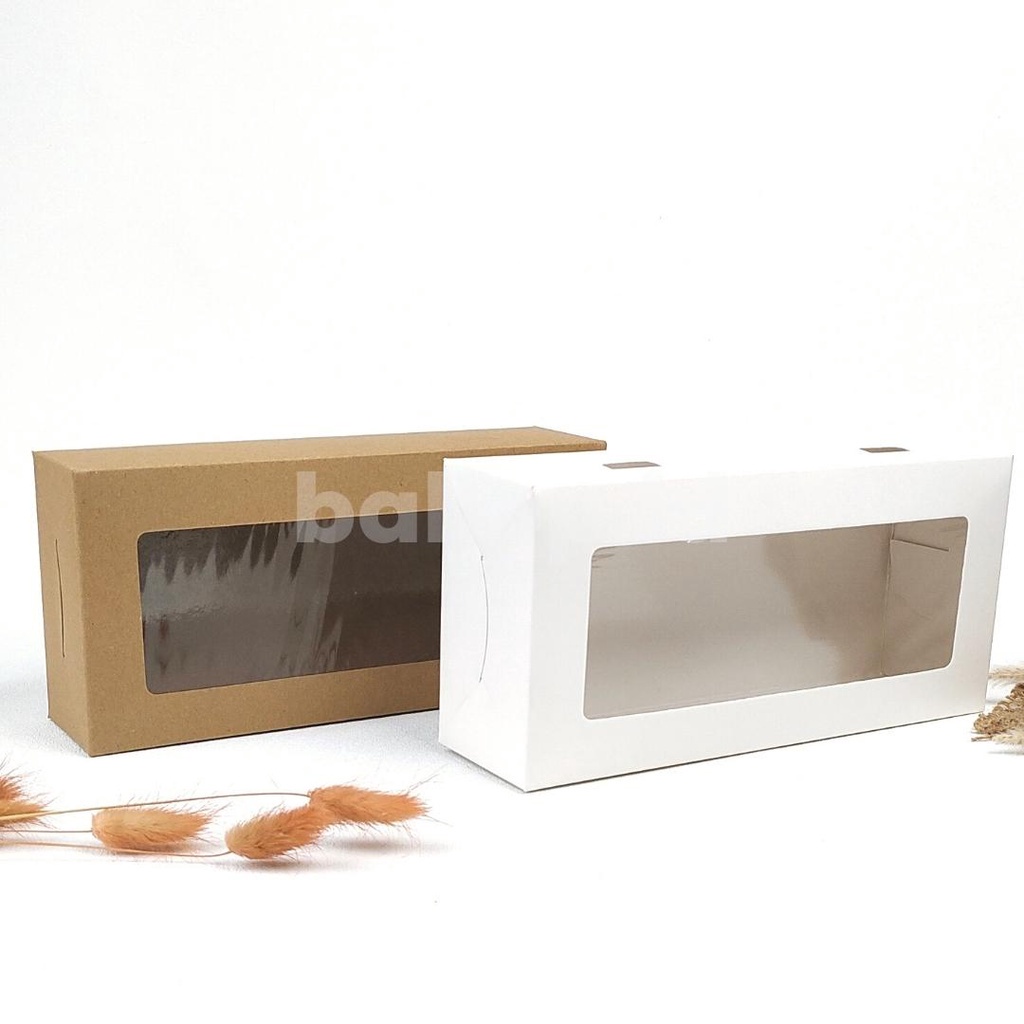 IVORY 25 12 7 CM Laminasi Jendela Kotak Box Dos Kemasan Dus Roti Picnic Roll Cake Kue Snack