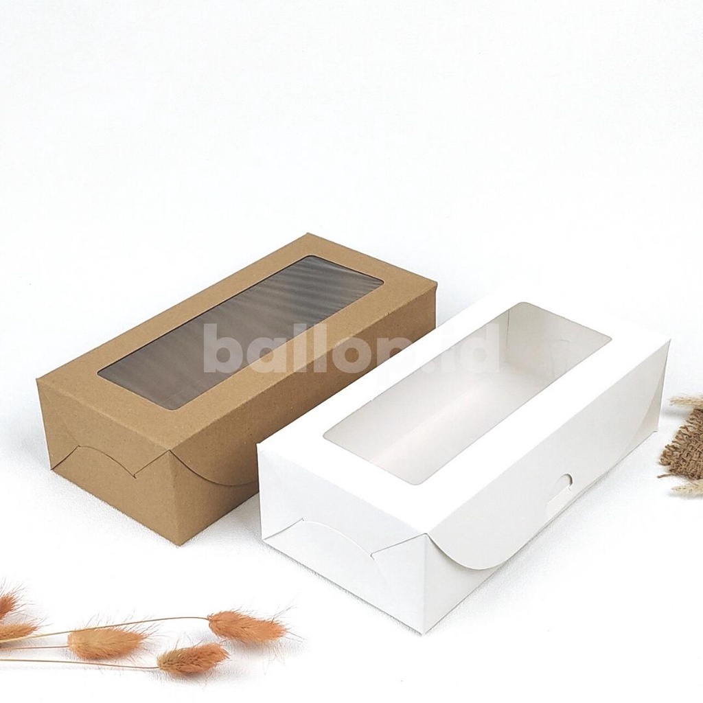 IVORY 25 12 7 CM Laminasi Jendela Kotak Box Dos Kemasan Dus Roti Picnic Roll Cake Kue Snack
