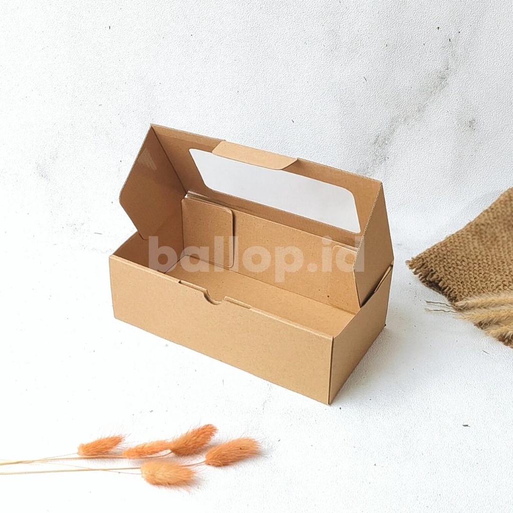 E-FLUTE 22 12 7 CM JENDELA Dus Dos Roti Kue Tart Cake Polos Box Kotak Picnic Roll Corrugated