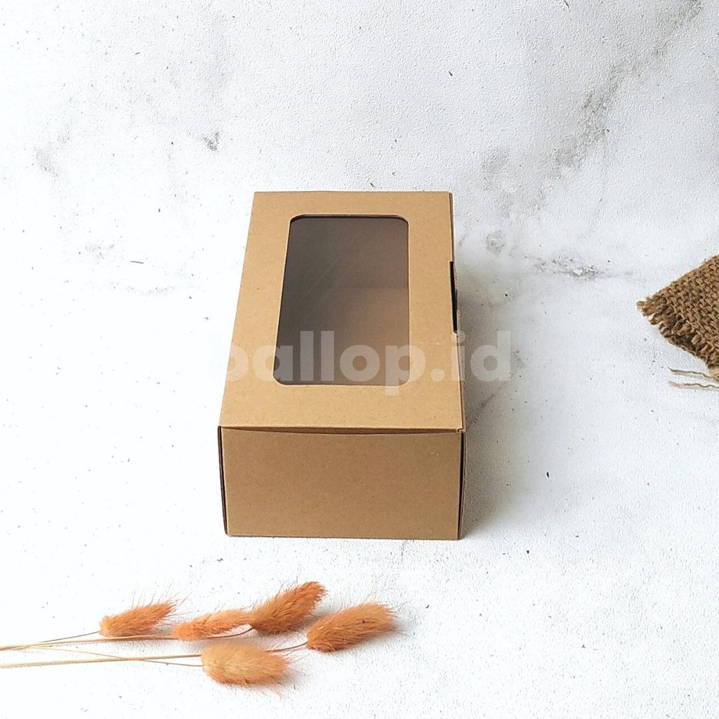 E-FLUTE 22 12 7 CM JENDELA Dus Dos Roti Kue Tart Cake Polos Box Kotak Picnic Roll Corrugated