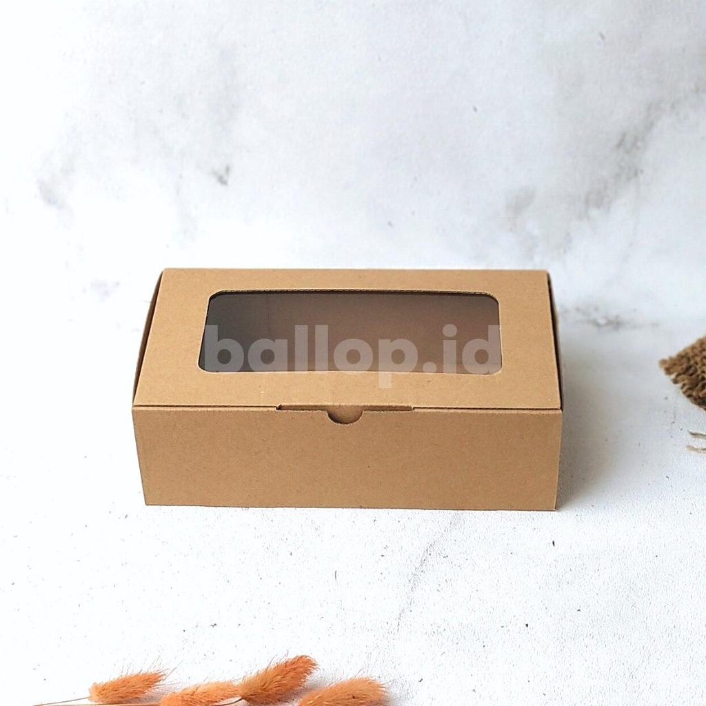 E-FLUTE 22 12 7 CM JENDELA Dus Dos Roti Kue Tart Cake Polos Box Kotak Picnic Roll Corrugated