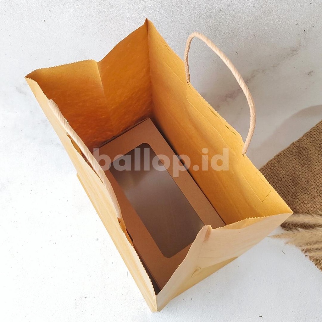 E-FLUTE 22 12 7 CM JENDELA Dus Dos Roti Kue Tart Cake Polos Box Kotak Picnic Roll Corrugated