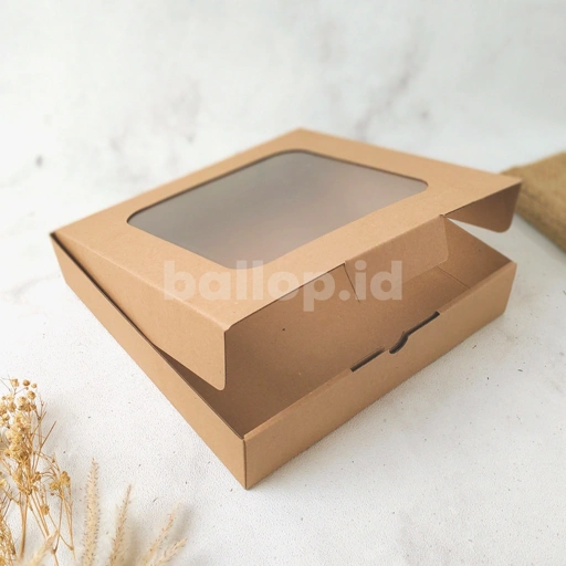 E-FLUTE 25 25 5 CM JENDELA Box Kardus Dos Kecil Snack Roti Kue Cake