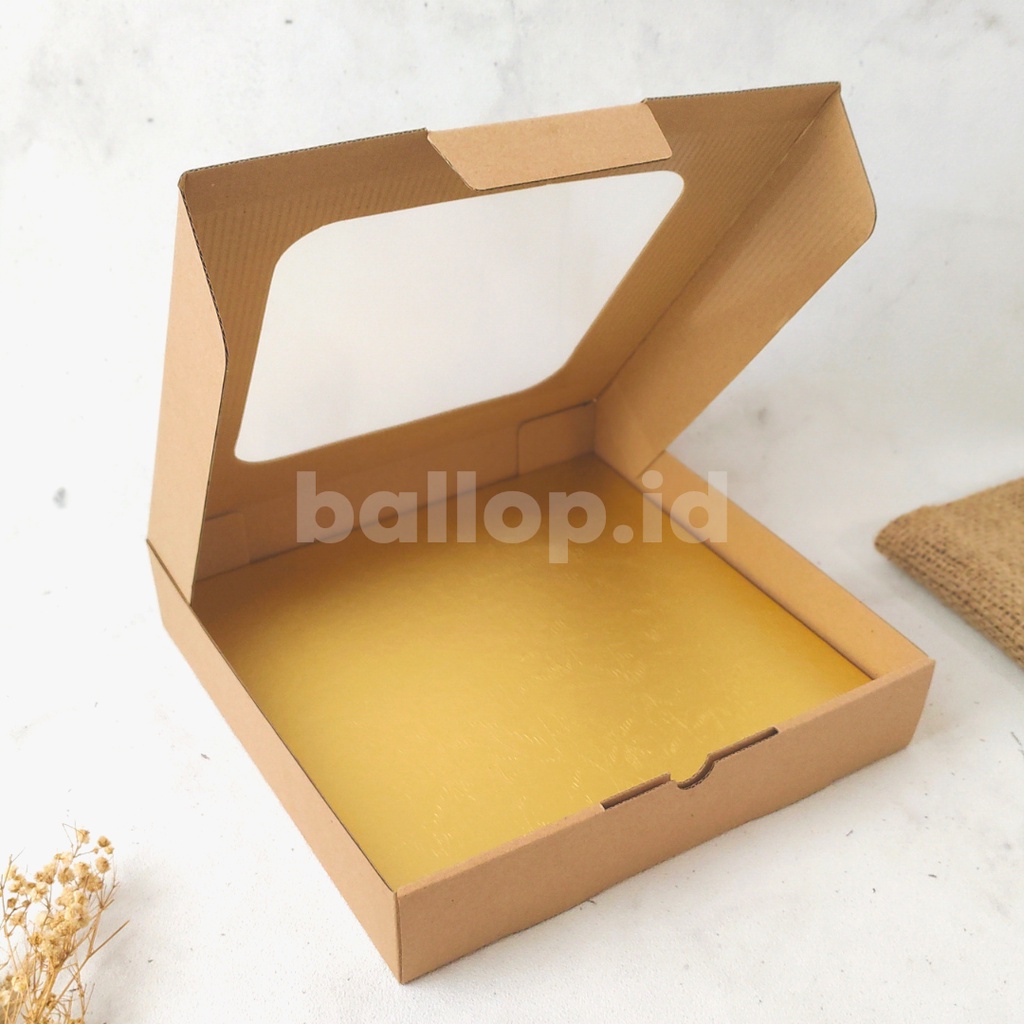 E-FLUTE 25 25 5 CM JENDELA Box Kardus Dos Kecil Snack Roti Kue Cake