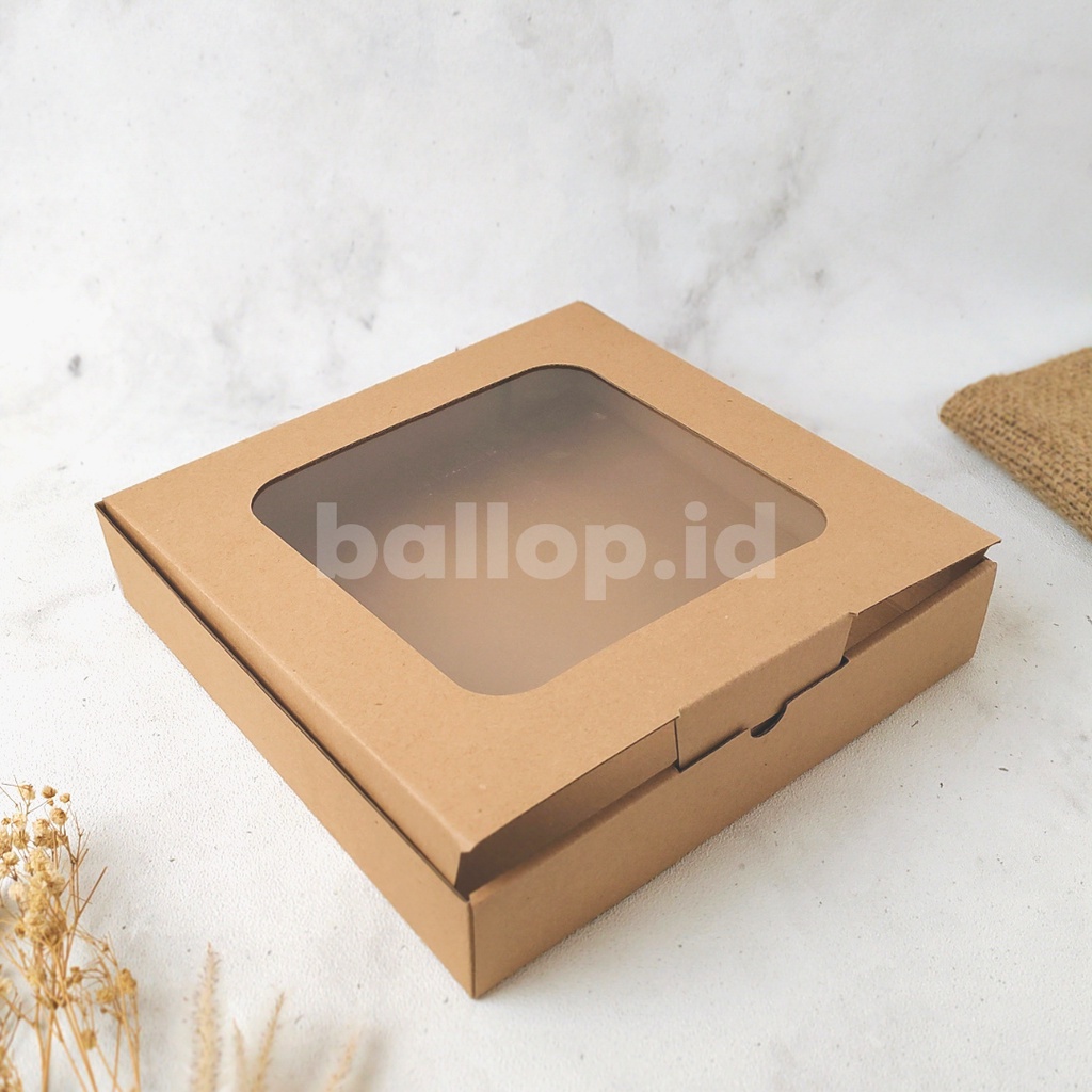 E-FLUTE 25 25 5 CM JENDELA Box Kardus Dos Kecil Snack Roti Kue Cake