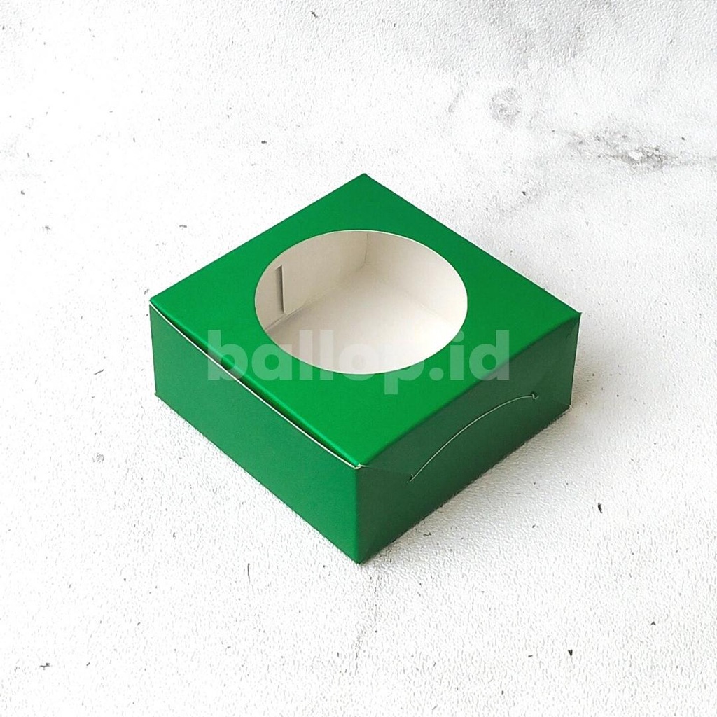 MERAH HIJAU 10 10 4,5 CM Laminasi Jendela Bulat Dus Box Kotak Donat Roti Cookies Kue Kecil Ivory