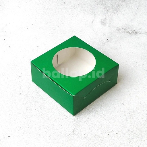 Image of MERAH HIJAU 10 10 4,5 CM Laminasi Jendela Bulat Dus Box Kotak Donat Roti Cookies Kue Kecil Ivory
