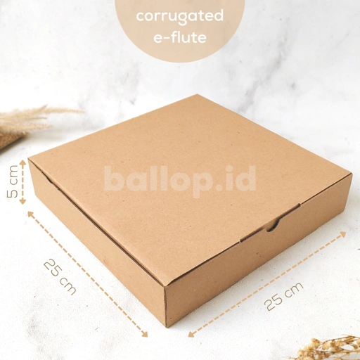 E-FLUTE 25 25 5 CM Box Kardus Pizza Dos Box Snack Roti Kue Cake Baju