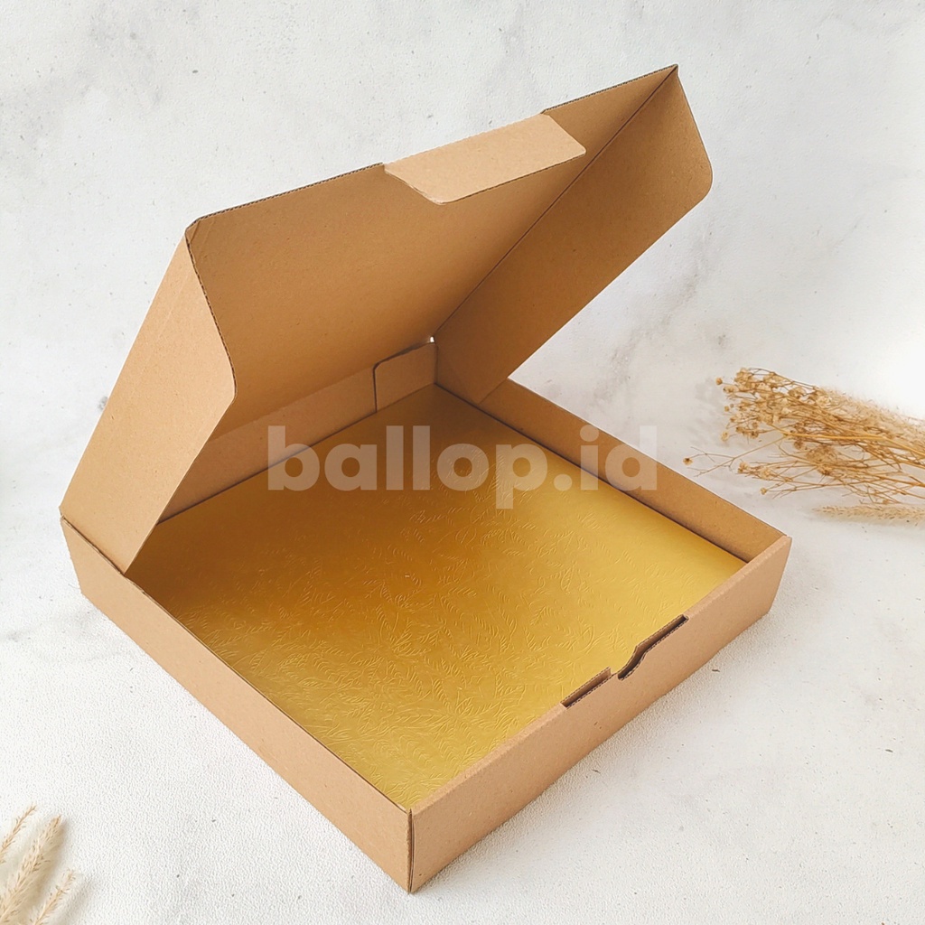 E-FLUTE 25 25 5 CM Box Kardus Pizza Dos Box Snack Roti Kue Cake Baju