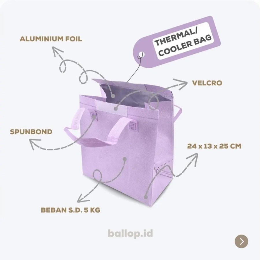 Thermal Cooler Bag 24 13 25 CM Tas Aluminium Es Sup Gift Bag Lunch Box Dingin Panas Hangat Suhu