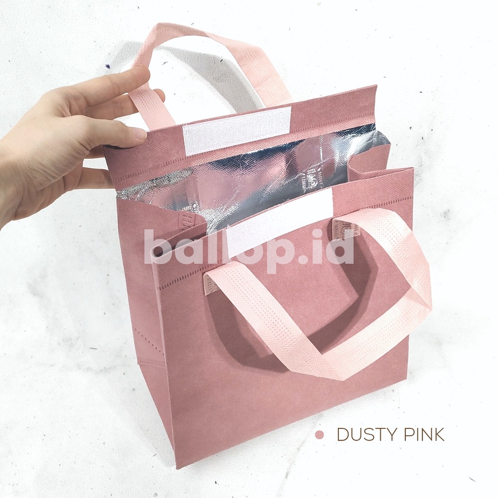 Thermal Cooler Bag 24 13 25 CM Tas Aluminium Es Sup Gift Bag Lunch Box Dingin Panas Hangat Suhu