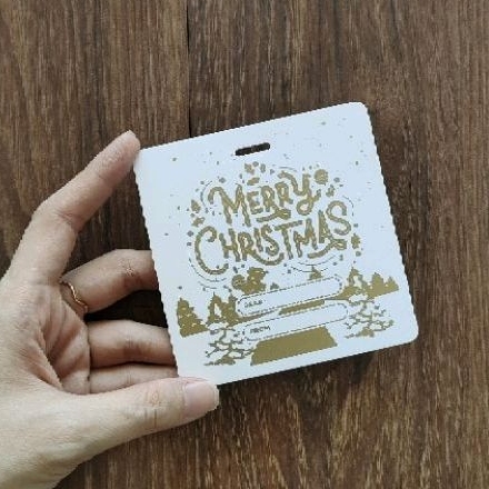 [10 PCS] Kartu Natal Christmas Greeting Card Emas Gold Putih 10 10 CM Tebal Ivory