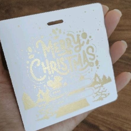 [10 PCS] Kartu Natal Christmas Greeting Card Emas Gold Putih 10 10 CM Tebal Ivory