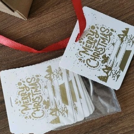 [10 PCS] Kartu Natal Christmas Greeting Card Emas Gold Putih 10 10 CM Tebal Ivory