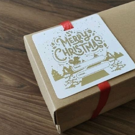 [10 PCS] Kartu Natal Christmas Greeting Card Emas Gold Putih 10 10 CM Tebal Ivory