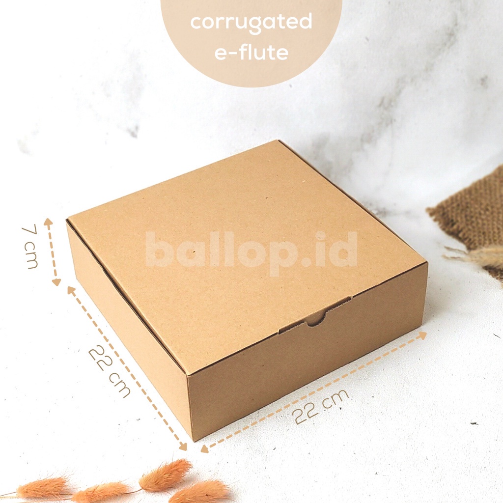 E-FLUTE 22 22 7 CM Box Dus Kotak Dos Nasi Hampers Spiku Cake Kue Roti Corrugated