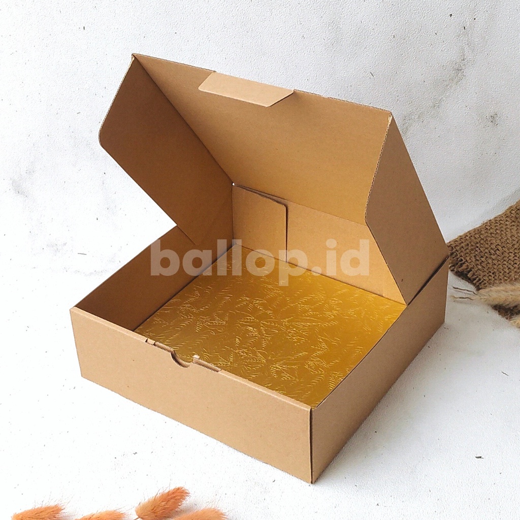 E-FLUTE 22 22 7 CM Box Dus Kotak Dos Nasi Hampers Spiku Cake Kue Roti Corrugated