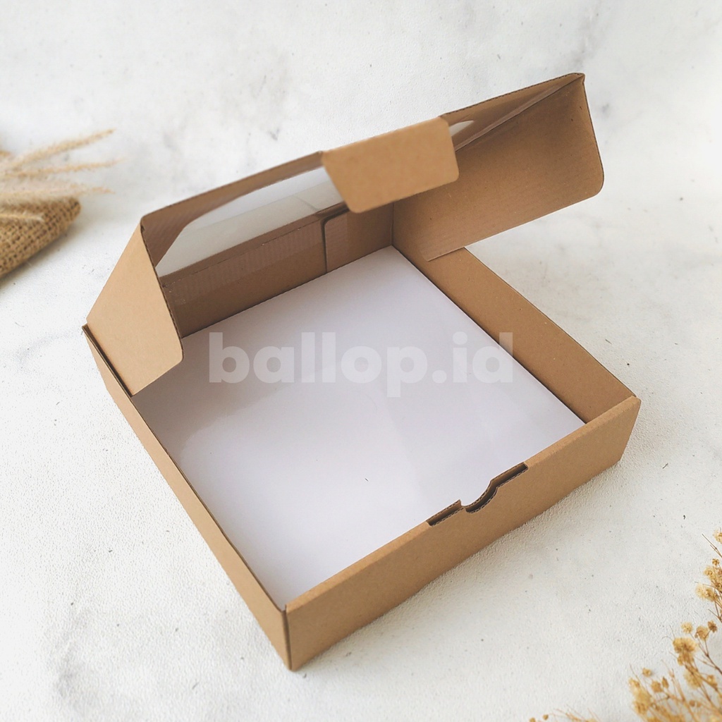 E-FLUTE 20 20 5 CM JENDELA Box Kardus Dos Kecil Snack Roti Kue Cake