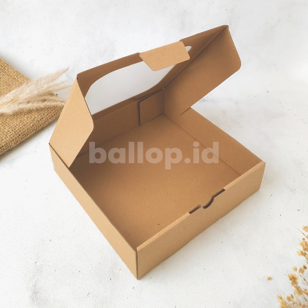 E-FLUTE 20 20 5 CM JENDELA Box Kardus Dos Kecil Snack Roti Kue Cake