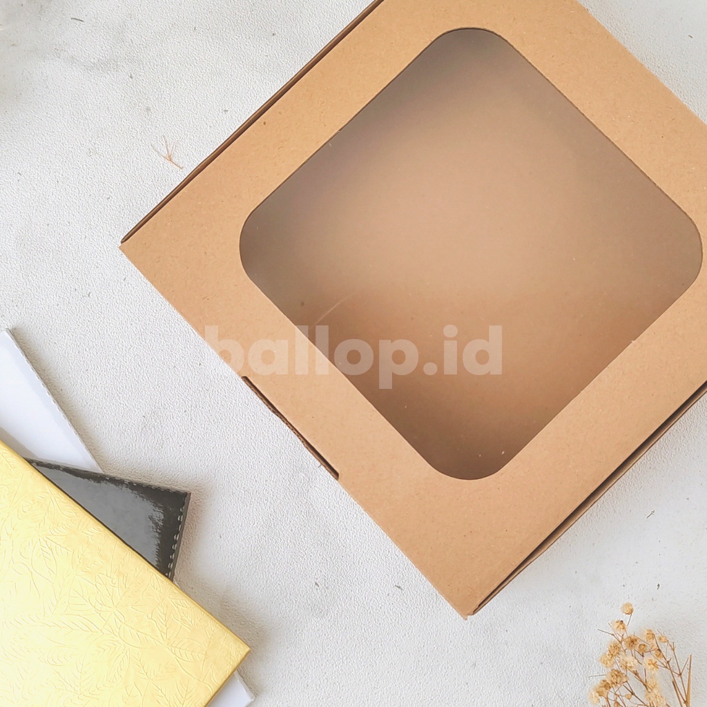 E-FLUTE 20 20 5 CM JENDELA Box Kardus Dos Kecil Snack Roti Kue Cake