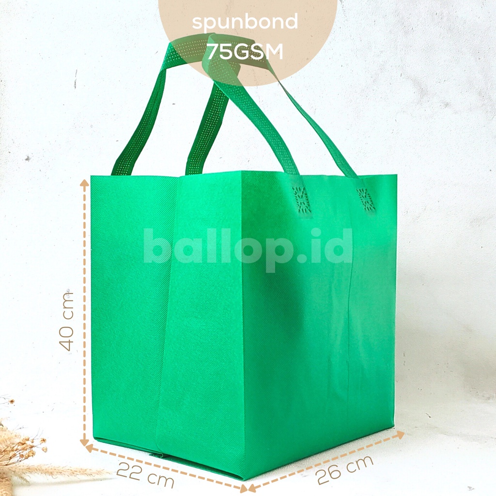 SPUNBOND 26 22 40 CM HIJAU TUA Tas Cake Roti Box Kue Bag Eco Friendly
