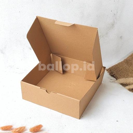 Image of E-FLUTE 20 20 7 CM Box Kardus Dos Kotak Nasi Roti Tebal Kue Cake Polos Dus Bakery Corrugated