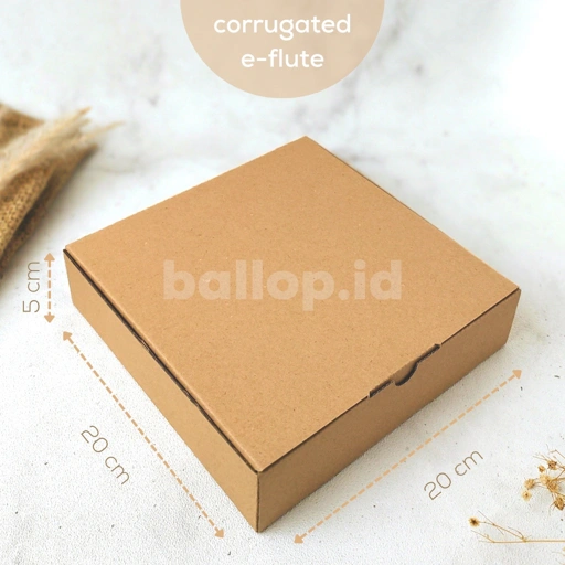 Image of E-FLUTE 20 20 5 CM Box Kardus Tebal Dos Snack Roti Olshop Kue Cake Brownies