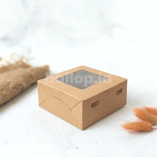 Image of KRAFT 10 10 4,5 CM LAMINASI JENDELA Kotak Kemasan Dus Cookies Kecil Donat Roti Kue