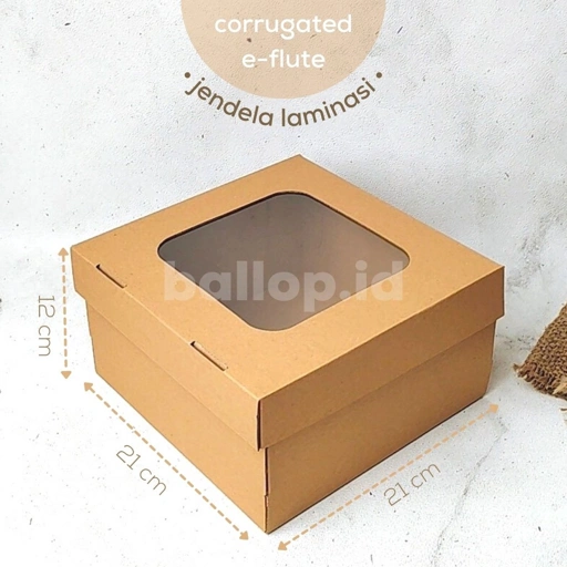 Image of E-FLUTE 21 21 12 CM JENDELA Dus Dos Box Roti Snack Gift Hampers Bingkisan Kue Tart Cake Polos Corrugated