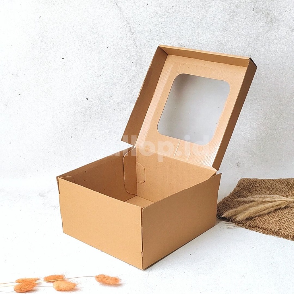 E-FLUTE 21 21 12 CM JENDELA Dus Dos Box Roti Snack Gift Hampers Bingkisan Kue Tart Cake Polos Corrugated