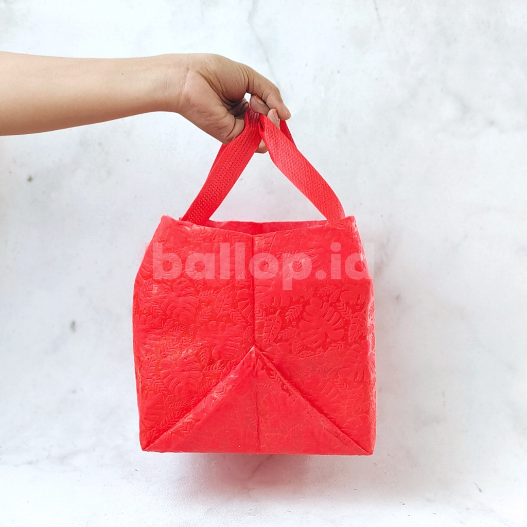 SPUNBOND 20 20 20CM MERAH Tas Cake Roti Box Kue Bag Eco Friendly MOTIF