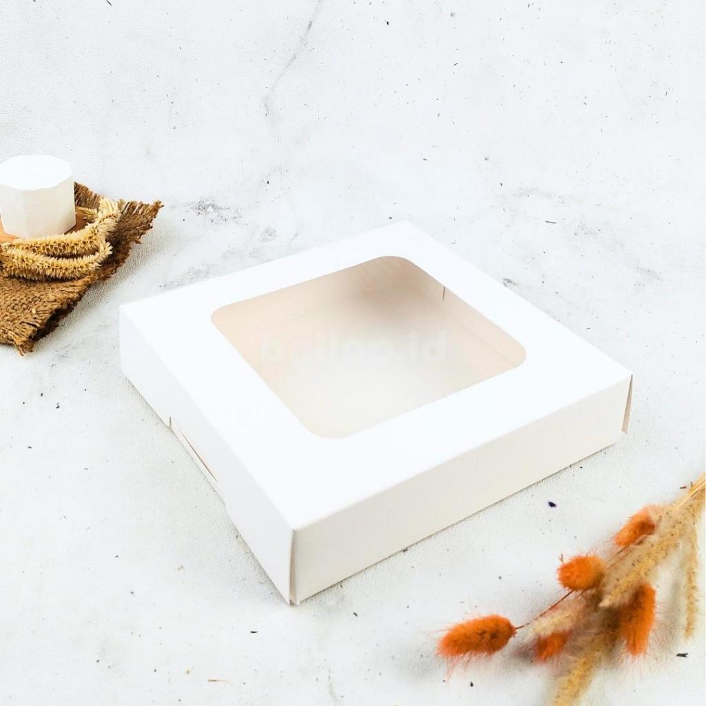 IVORY 20 20 5 CM Laminasi Jendela Kotak Box Kemasan Dus Dos Brownies Roti Kue Cake Tart Pie Cookies
