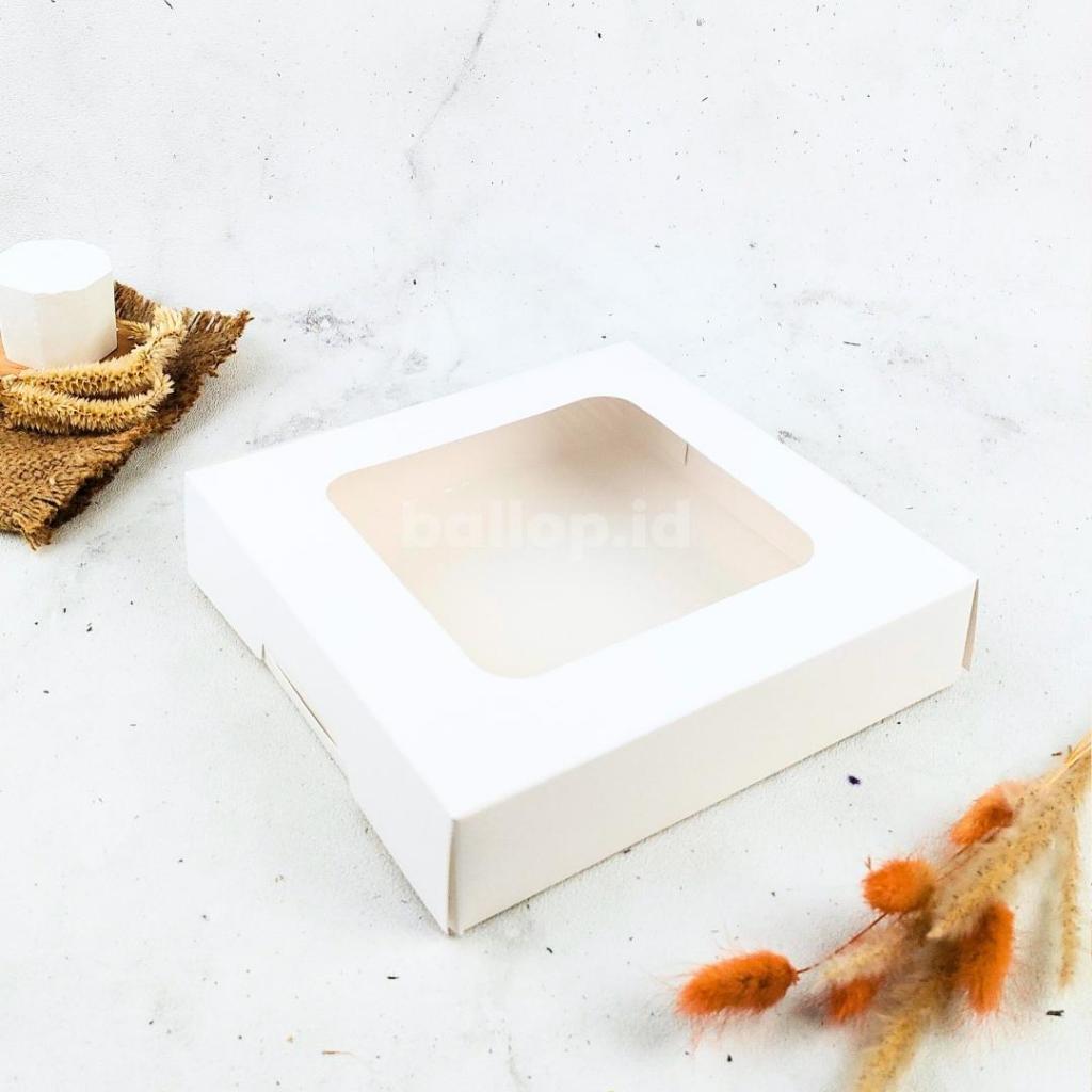 IVORY 20 20 5 CM Laminasi Jendela Kotak Box Kemasan Dus Dos Brownies Roti Kue Cake Tart Pie Cookies