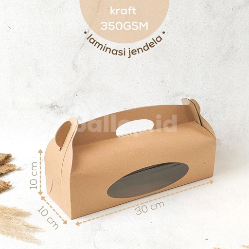 Image of KRAFT 30 10 10 CM GABLE BOX Laminasi Kotak Snack Croffle Roti Takeaway