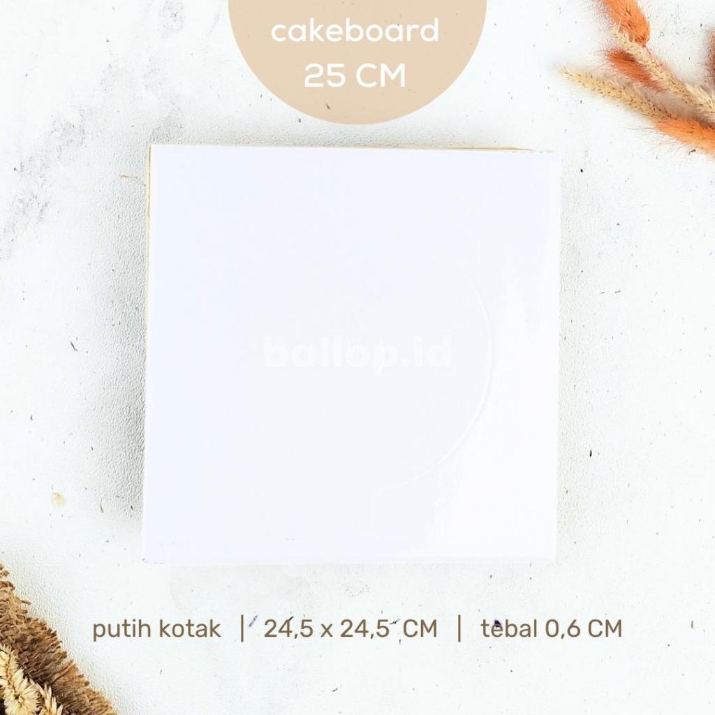 CAKEBOARD 25 CM Alas Tatakan Papan Kue Tart Pudding Roti Kotak Box Square Round Bulat Cake Board Putih Emas Gold Marble