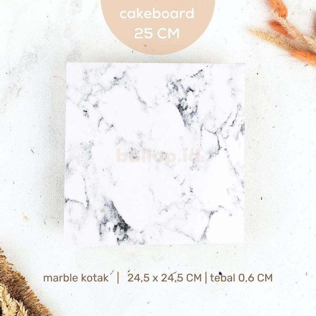 CAKEBOARD 25 CM Alas Tatakan Papan Kue Tart Pudding Roti Kotak Box Square Round Bulat Cake Board Putih Emas Gold Marble