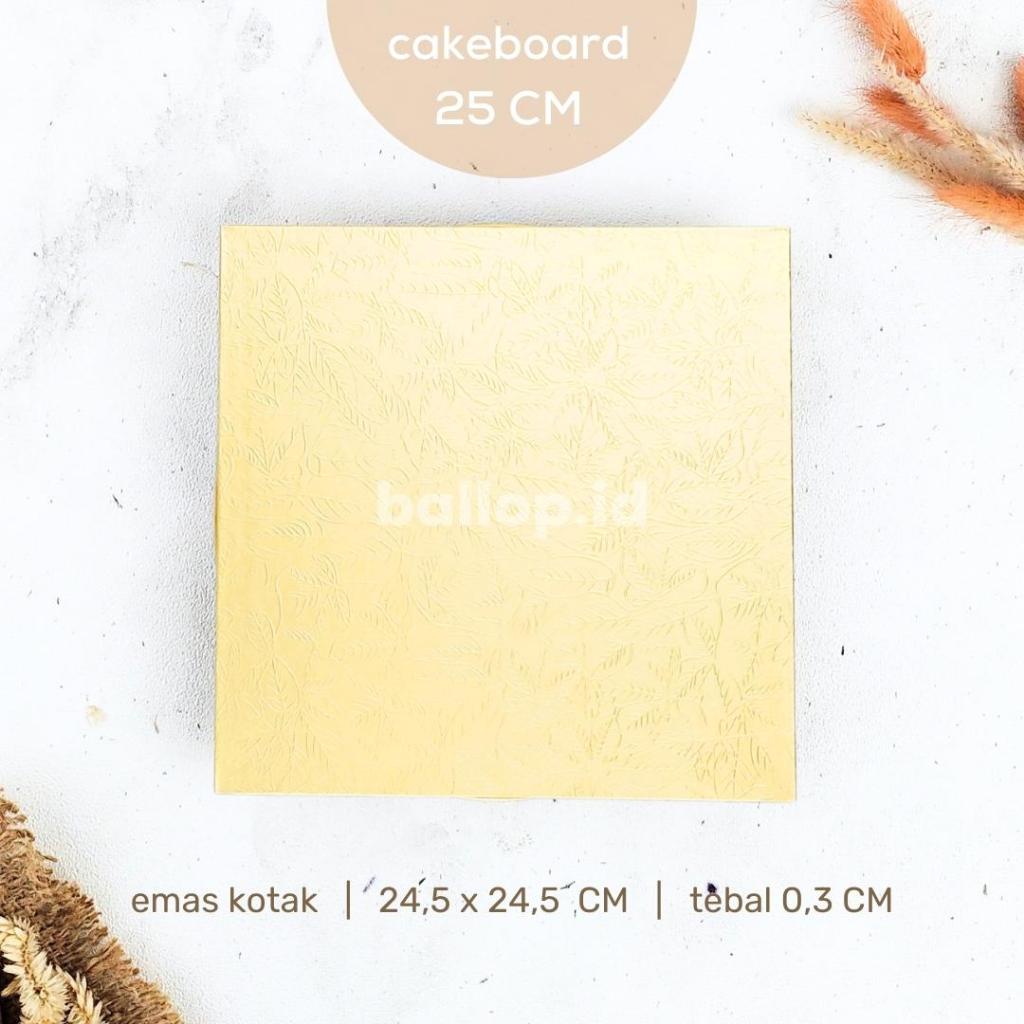 CAKEBOARD 25 CM Alas Tatakan Papan Kue Tart Pudding Roti Kotak Box Square Round Bulat Cake Board Putih Emas Gold Marble