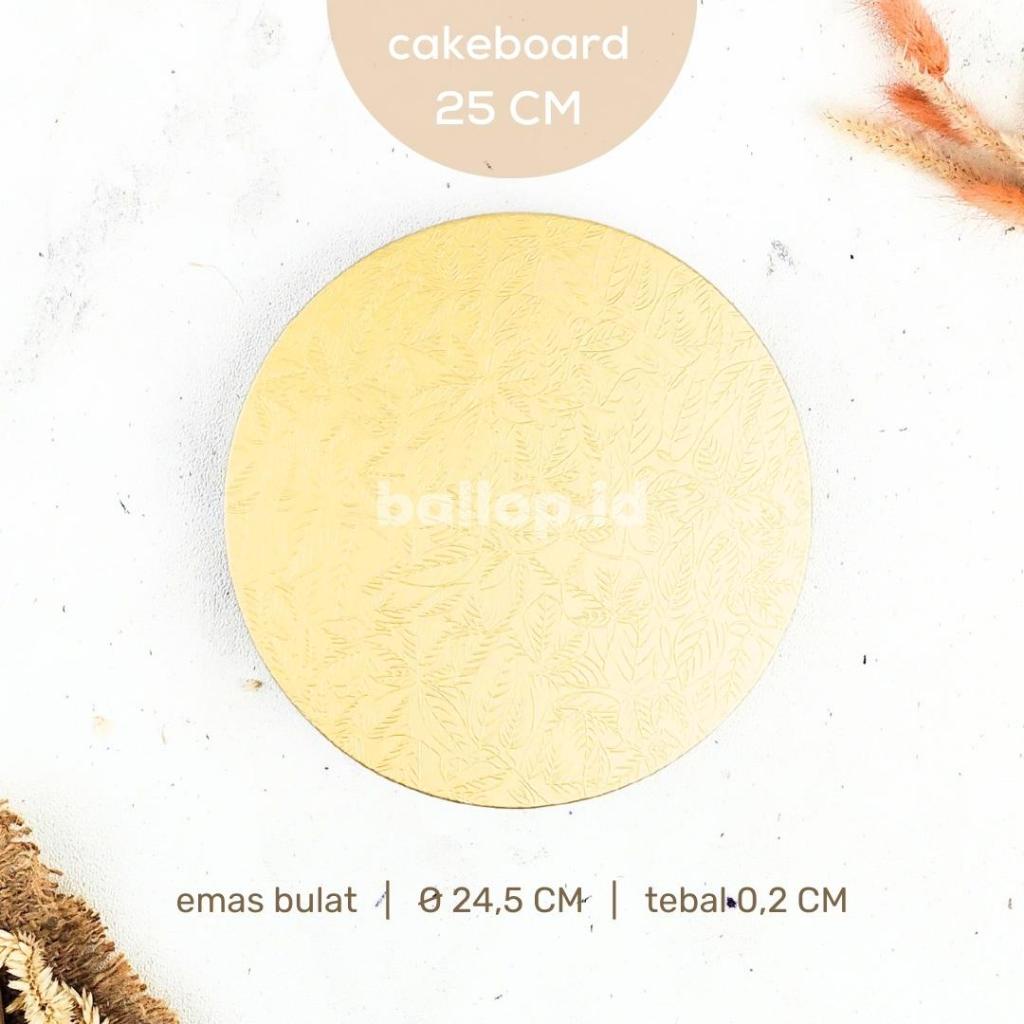 CAKEBOARD 25 CM Alas Tatakan Papan Kue Tart Pudding Roti Kotak Box Square Round Bulat Cake Board Putih Emas Gold Marble