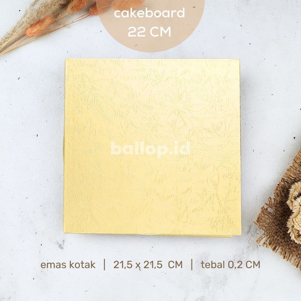 CAKEBOARD 22 CM Alas Tatakan Papan Kue Tart Pudding Roti Kotak Box Square Round Bulat Cake Board Putih Emas Kraft Gold Marble